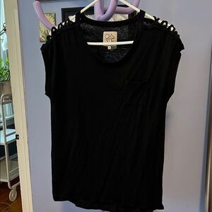 Chaser Black Linen and Spandex Top, M